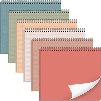 6 Packs 9.5" x 11" Landscape Note Pads College Ruled Notebooks Perforated NotePads 40 Sheets Punched Top Spiral Bound Notebooks 80GSM Lined Notepads for School,Office,Home,back to school,back to school haul,sohochic