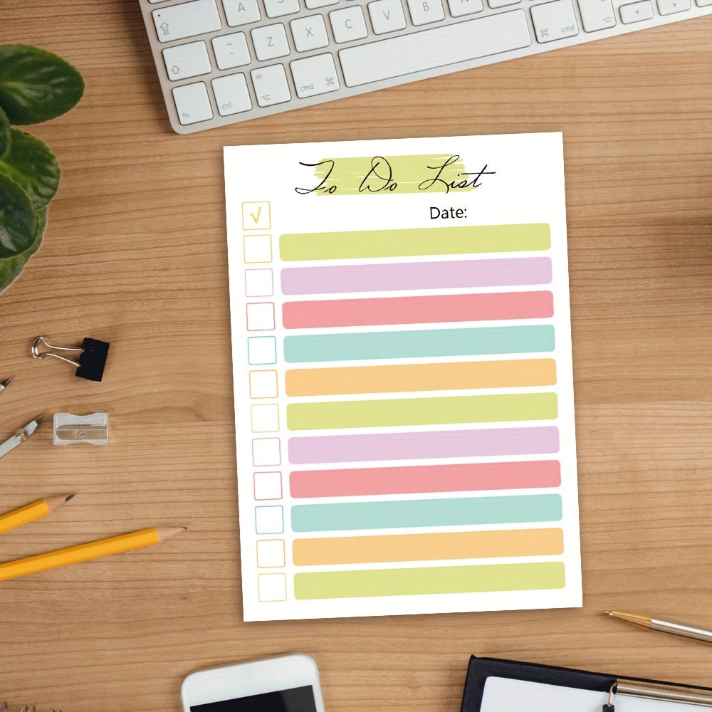 1pc with Four Designs, 50 Sheets of a To-Do List Notepad - Daily Planner Notebook, Measuring 5.5 by 3.9 Inches, Tear-Off Notepad, Portable, Suitable for Office Use, a Great Gift for The Workplace, Task List Organizer, School Supplies