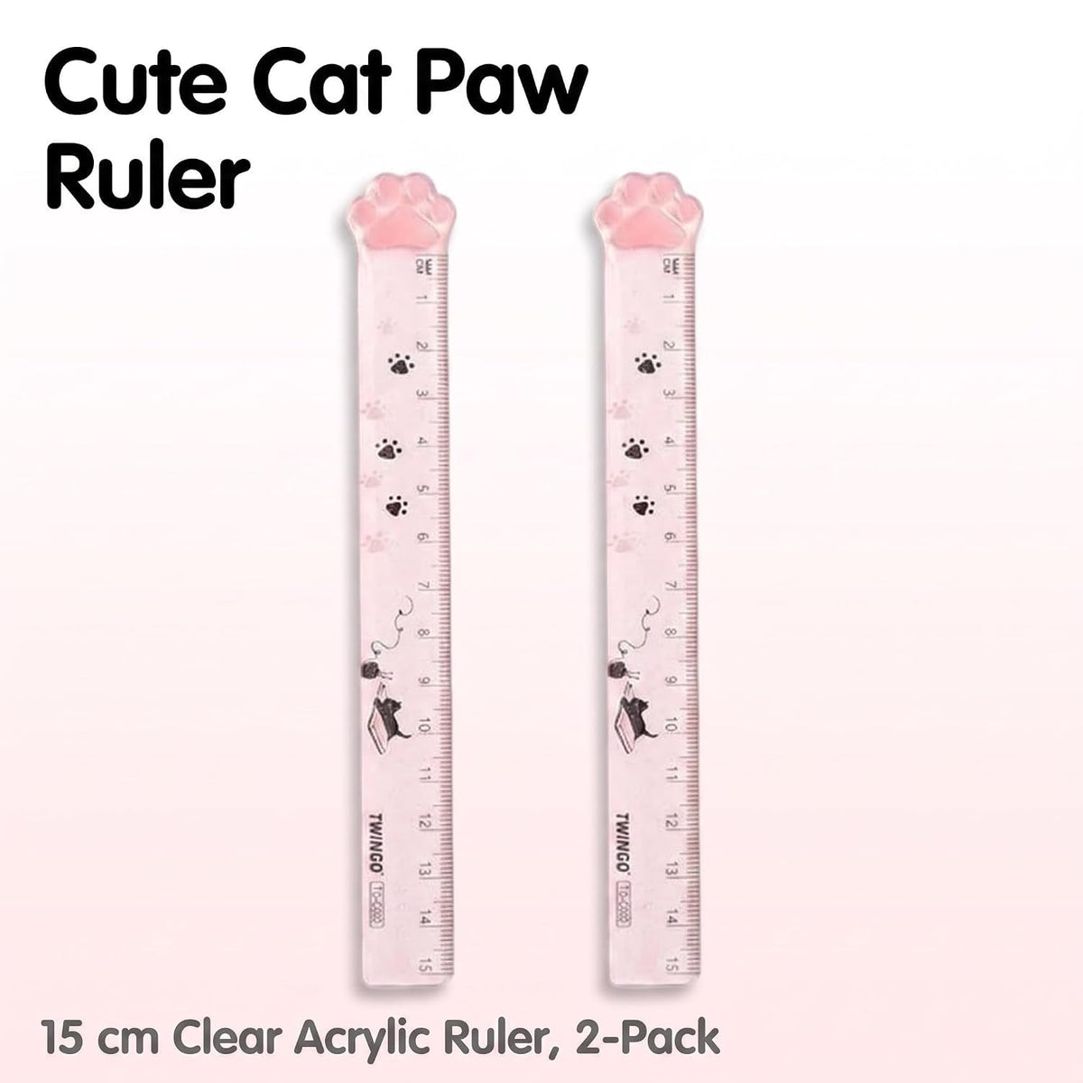 15CM Pink Cats Claw Straight Rulers, Plastic Measuring Tool Kawaii Measuring Rulers, Portable Stationery School Supplies Stationery Transparent Ruler Drafting Tools and Drafting Kits
