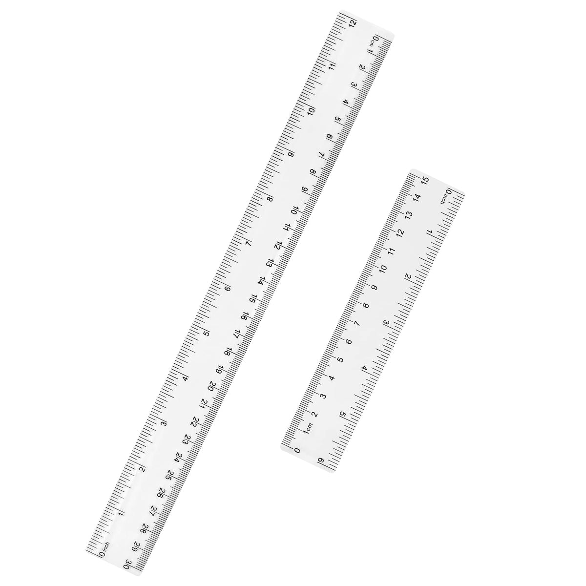 Unjoo Clear Plastic Ruler 6 Inch+12 Inch Straight Ruler, for School, Office