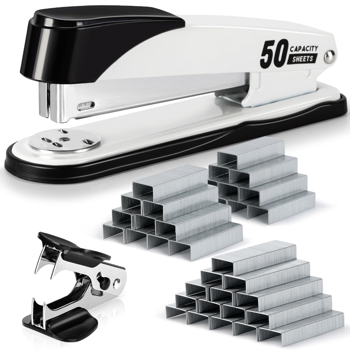Deli Stapler Heavy Duty, 2000 Staples and Staple Remover, Purple