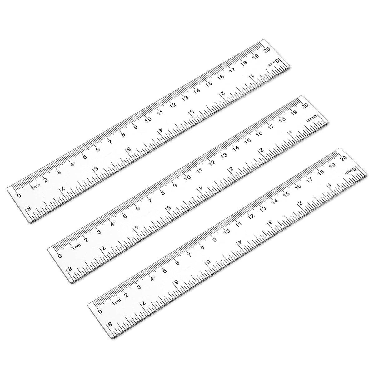 3 Pack 6 Inch 8 Inch 12 Inch Ruler Set Plastic Straight Ruler Transparent Measuring Tool Acrylic Clear Ruler for School Office Student
