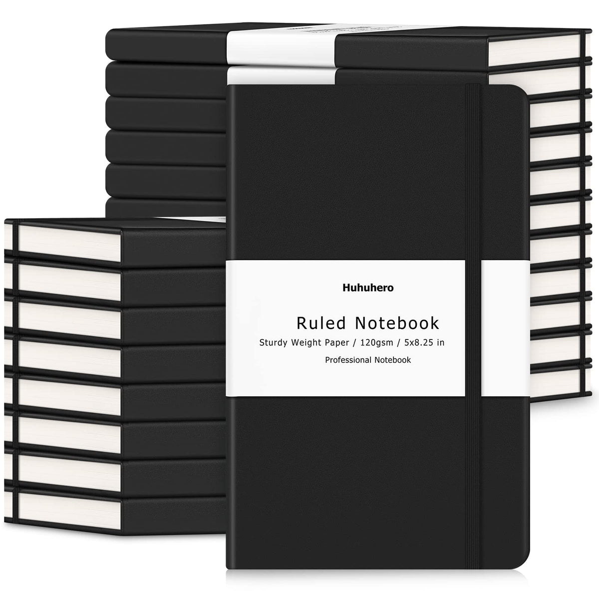 Huhuhero 10 Pack Lined Notebook Journals, College Ruled 5.25"×8.25", Green