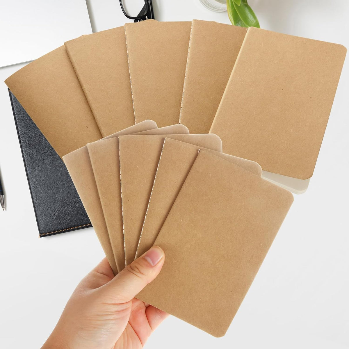 MIVIDE 120 Pack Mini Notebooks Bulk, 3.5 x 5.5 Blank Paper Small Pocket Notebook Set, Kraft Pocket Notebooks Bulk, Mini Journal Memo Notepads for Work, Writing, Drawing Memo Notepad, 60 Pages