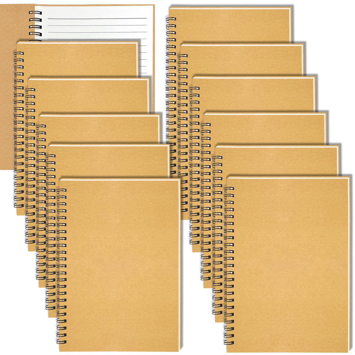 6Pack Spiral Notebook, 5.7x8.3” Small Notebooks for Work 120 Page Note Pads