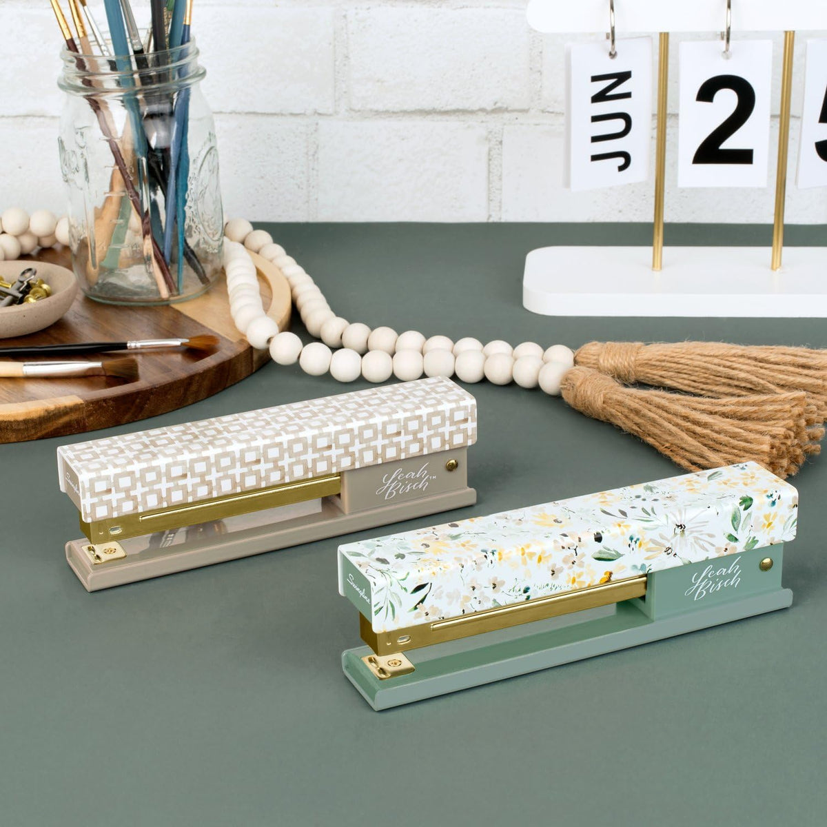 Swingline Stapler by Leah Bisch, 20 Sheet Capacity, Full Strip, Wildflowers, Colorful Fashion Design (S700034)
