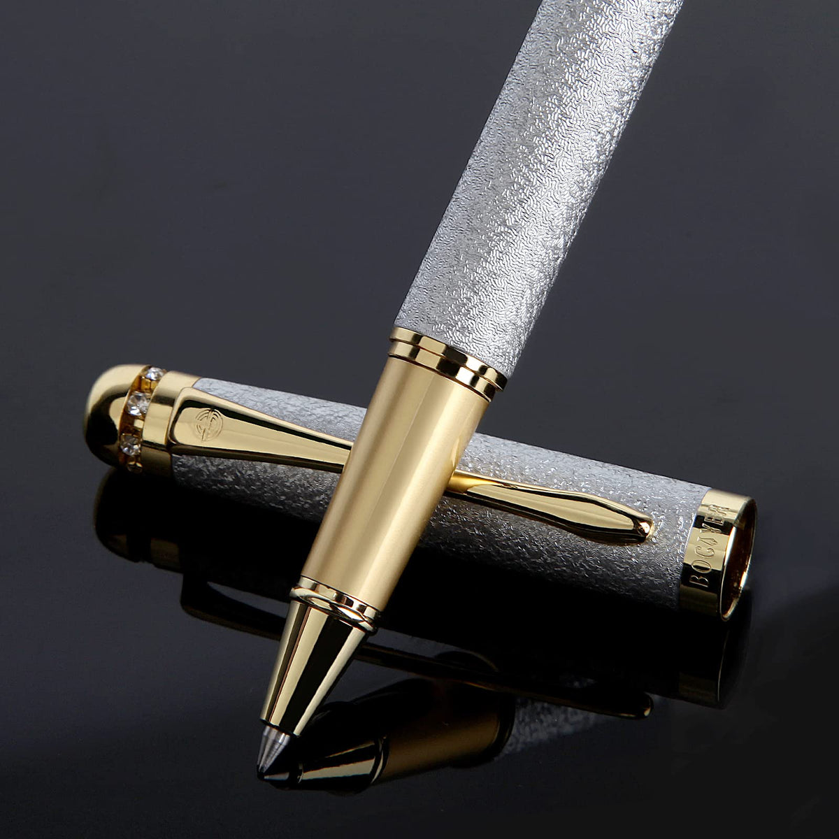 Rollerball Pens - Luxury Gift Set for Women, Refillable Black Ink Pens for Executive Office, Professional, Designer Pens (Purple)