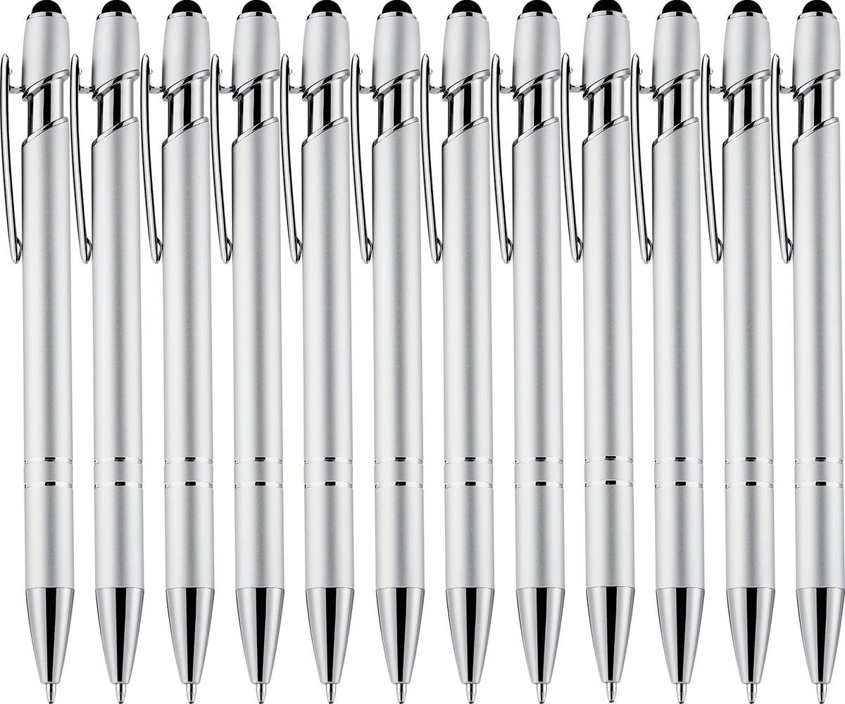 LINFANC 12 Pack Nice Black Pens Ballpoint Pens Stylus Pen for Touchscreen