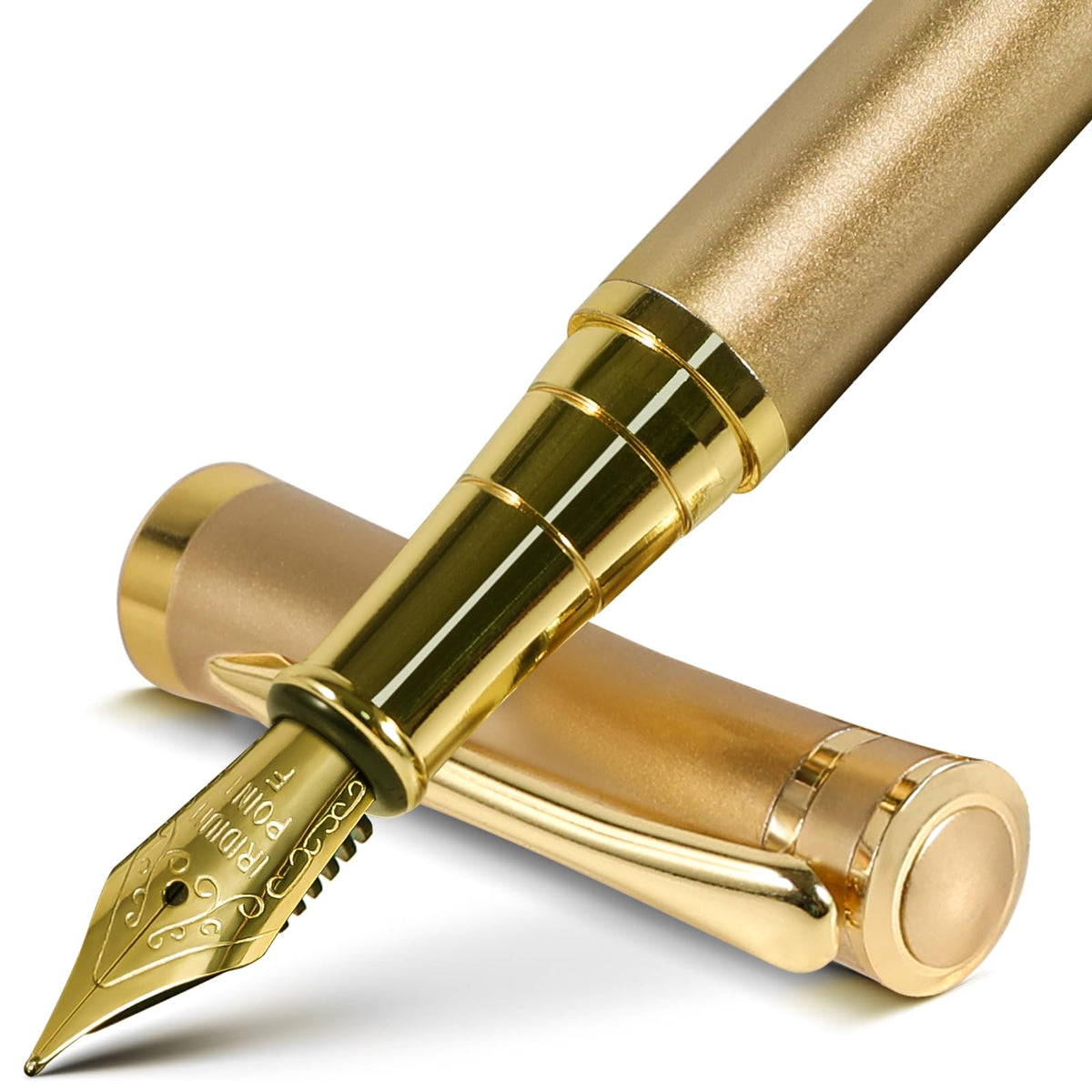 Smooth Writing Fountain Pen, 10 Ink Cartridges, Fine Nib, Gold