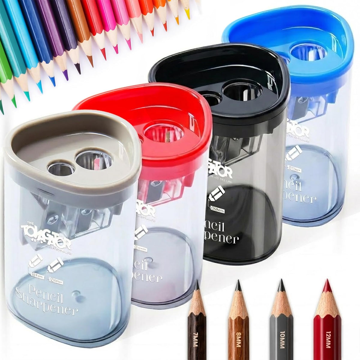 Manual Pencil Sharpener - 2 Pcs Dual Hole Premium Quality Pencil Sharpeners for Standard & Large Sized Pencils - Handheld Pencil Sharpener for Kids, Adults, Artists, Home & Office Uses