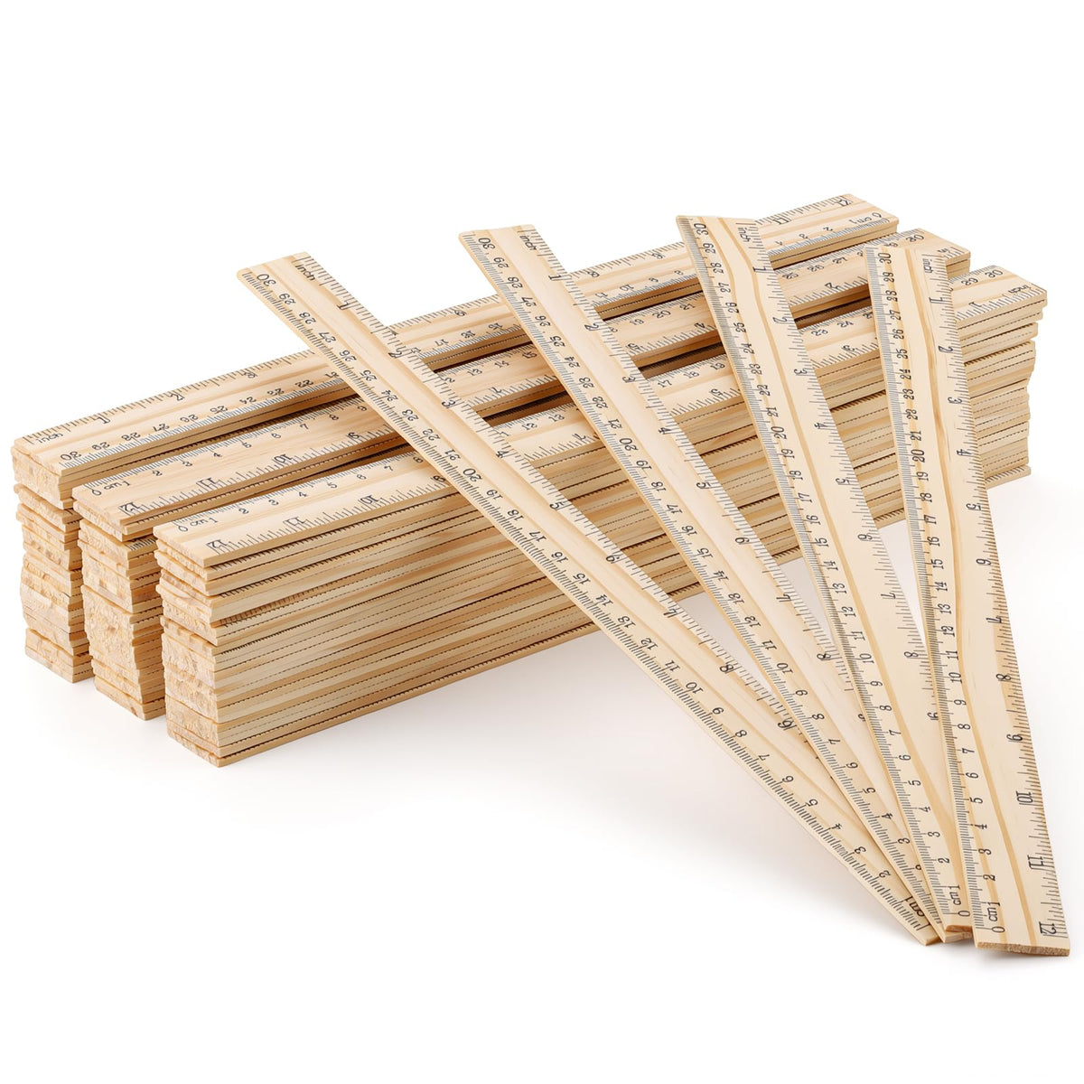 40 Pack Wooden Rulers, 12 Inch/30 cm, Double-Sided for Classroom