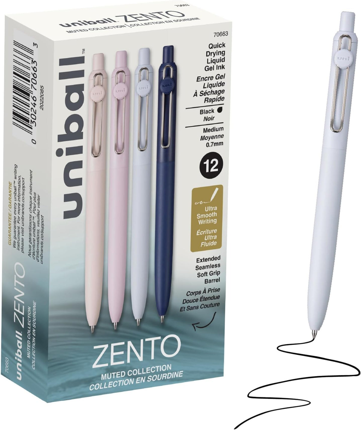 uniball™ Zento Gel Pens, Black Ink, 0.7mm Medium Point, 4 Count