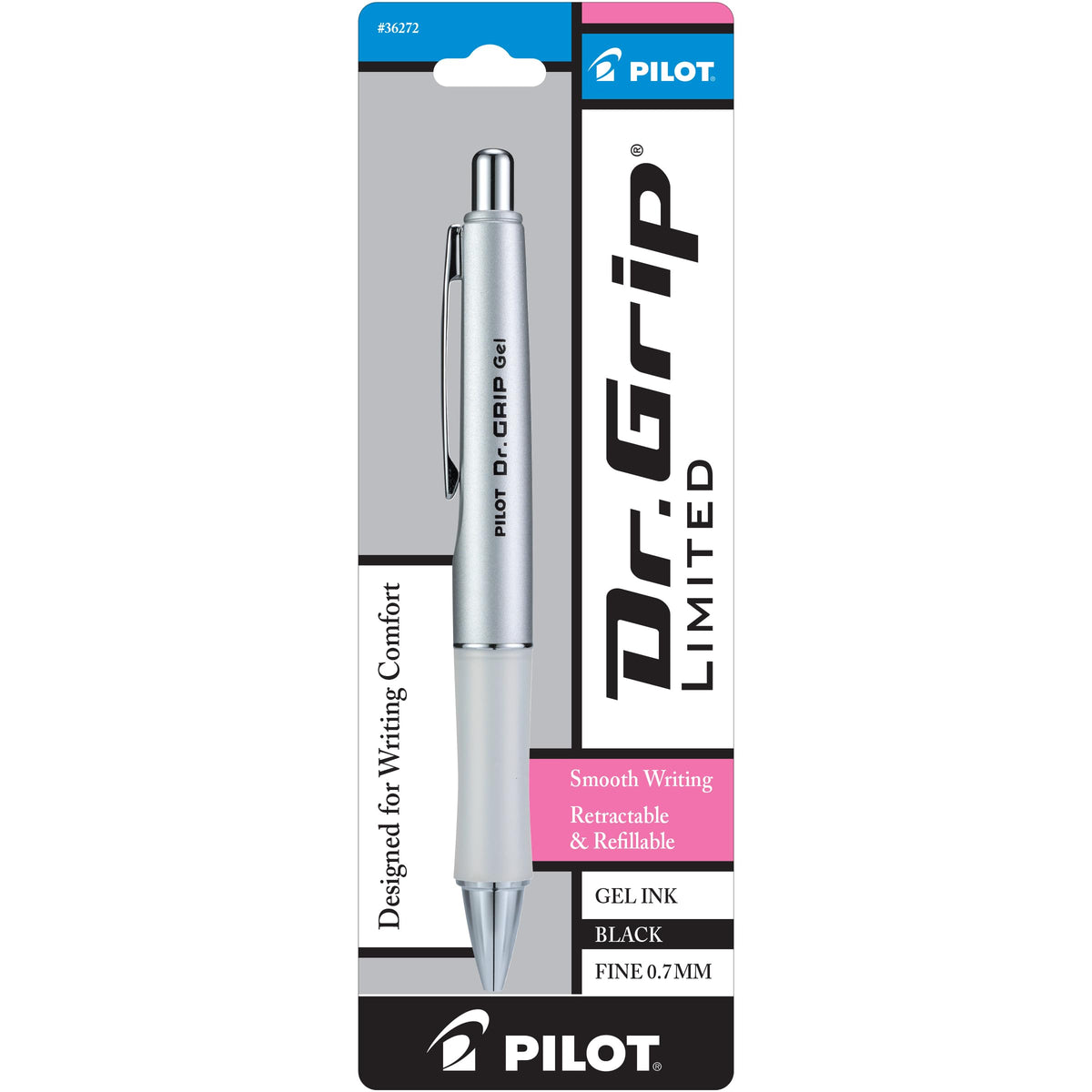 PILOT Dr. Grip Limited Gel Pen, Fine Point 0.7mm, Black Ink, Single Pen
