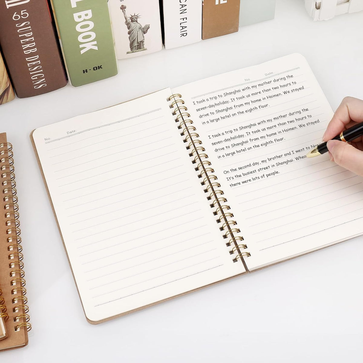 JIANTA 4 Pack A5 Spiral Notebook, Ruled Kraft Cover Wirebound Journals