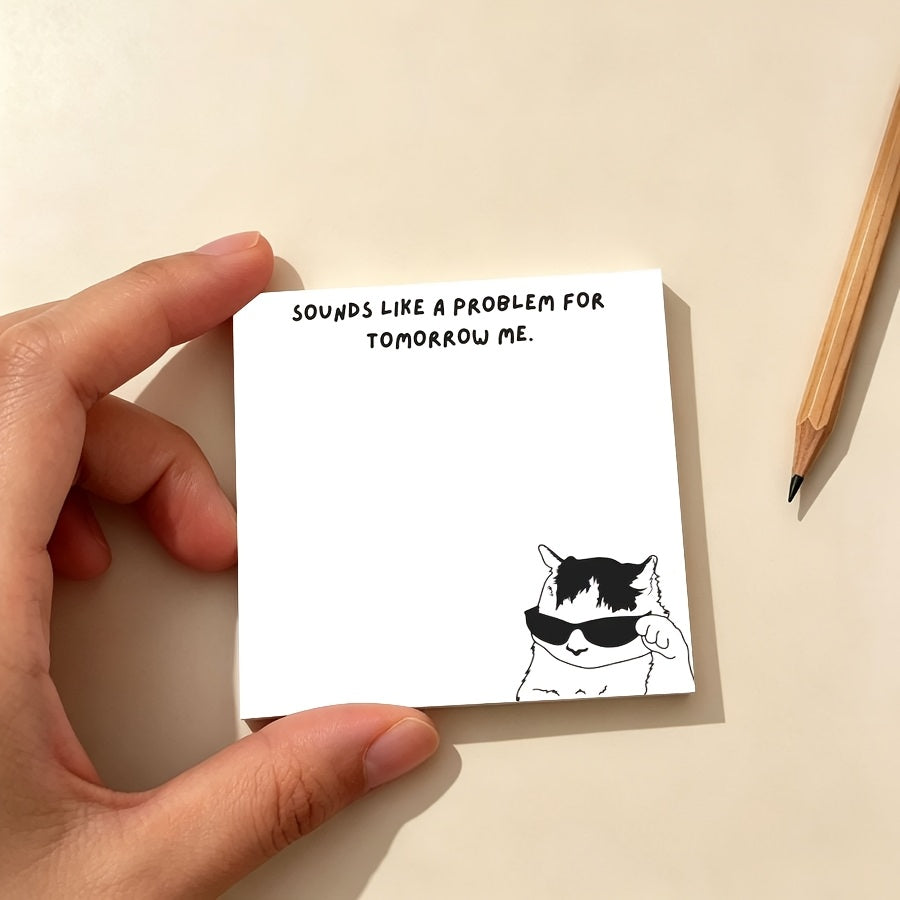 Funny "Problem for Tomorrow Me" Cat Memo Pad, Sarcastic Office Humor, Relatable Procrastination Stationery, 50 Sheets Aesthetic Desk Decor, Coworker Gift Idea