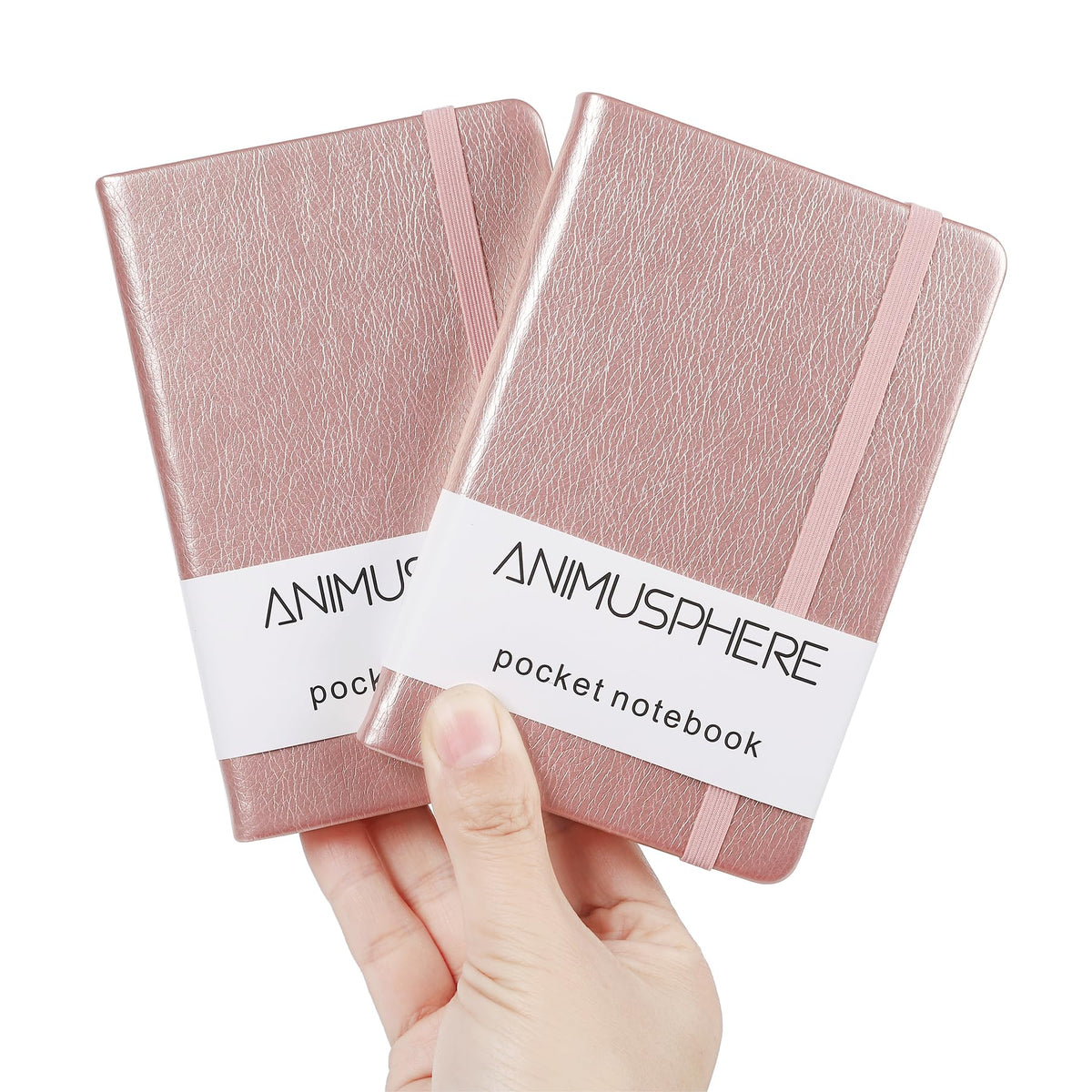 2Pack Pocket Notebook Small Notebook Journal Notebook 4 inches x 5.7 inches 200 Pages Leather Cover With Pen Holder Page Marker Ribbons(Black)