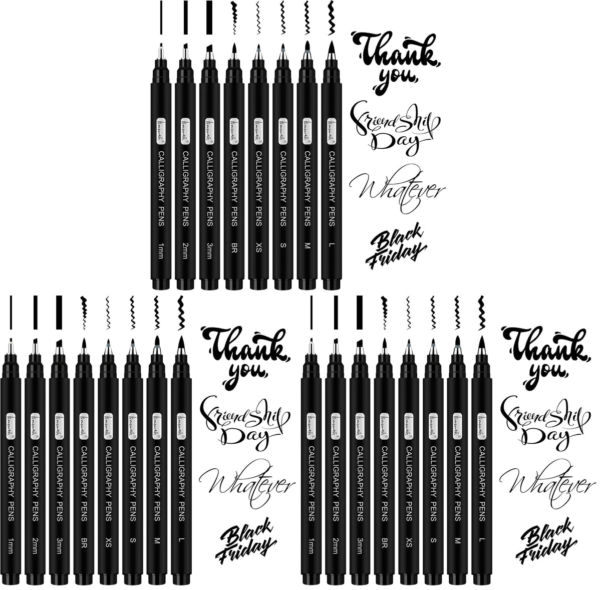 Brusarth Calligraphy Pens for Writing, Hand Lettering Pens, 10 Size