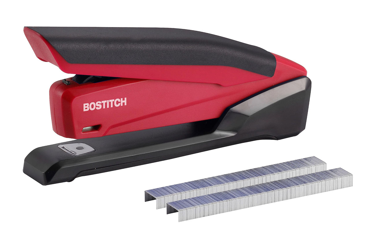 Bostitch Office Executive 3 in 1 Stapler, One Finger, 20 Sheet, Red