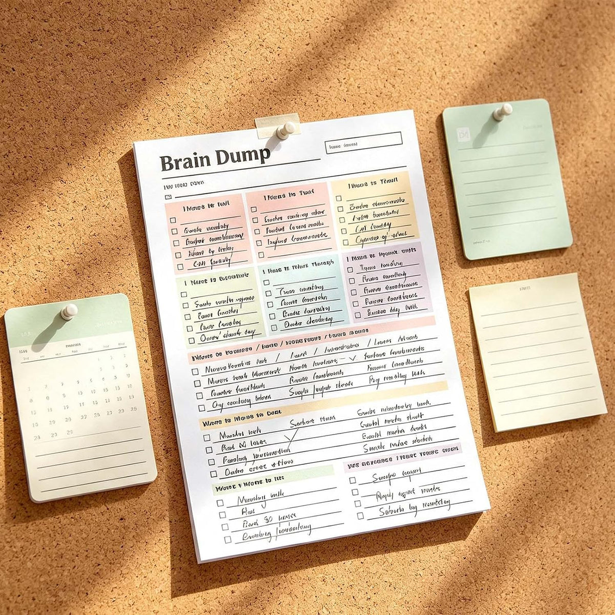 50 Page Brain Dump Notepad, To Do List Notepad with Multiple Functional Sections, A5 Daily Planning Management Manual, Minimal Planning Tool