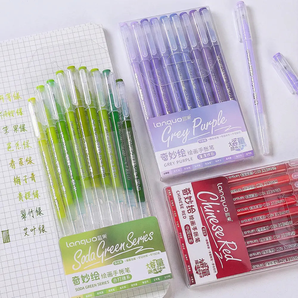 Languo 27PCS High-Capacity Portable Handheld Gel Pen Set Pack - Office Stationery Writing Tools for Students, Journaling