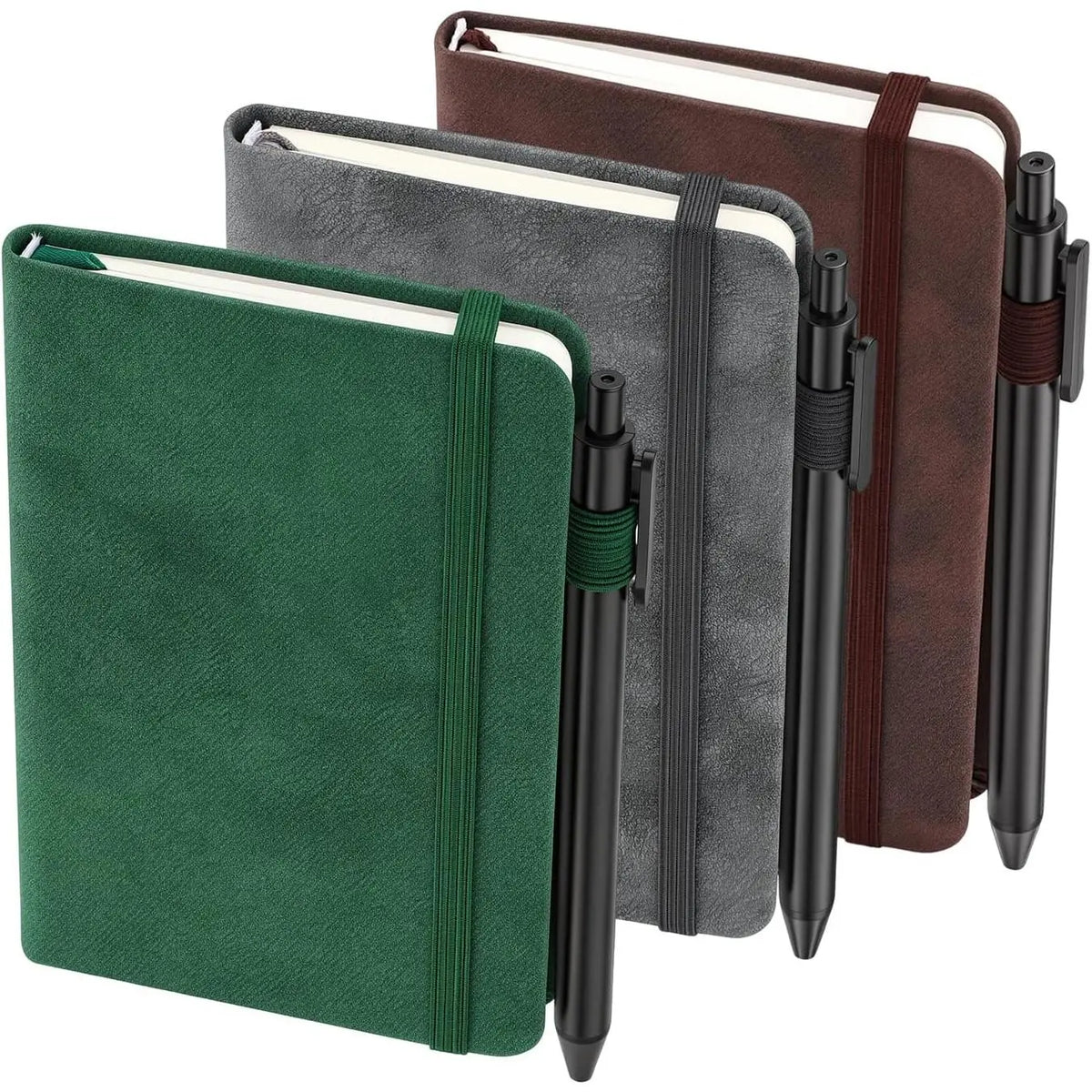 3 Pack Pocket Notebook Journals, A6 Hardcover Notepads, Pen Holder | College Ruled Pages, 5.7 x 3.7 In, Blue Green, for Women, Office, School, Work, Travel, Bags, Notes, Lists, Meetings