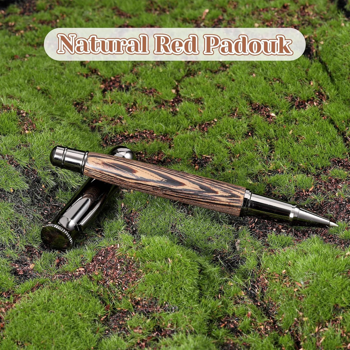 ElevateTech Wood Rollerball Pen Set with 2 Ink Black Refills