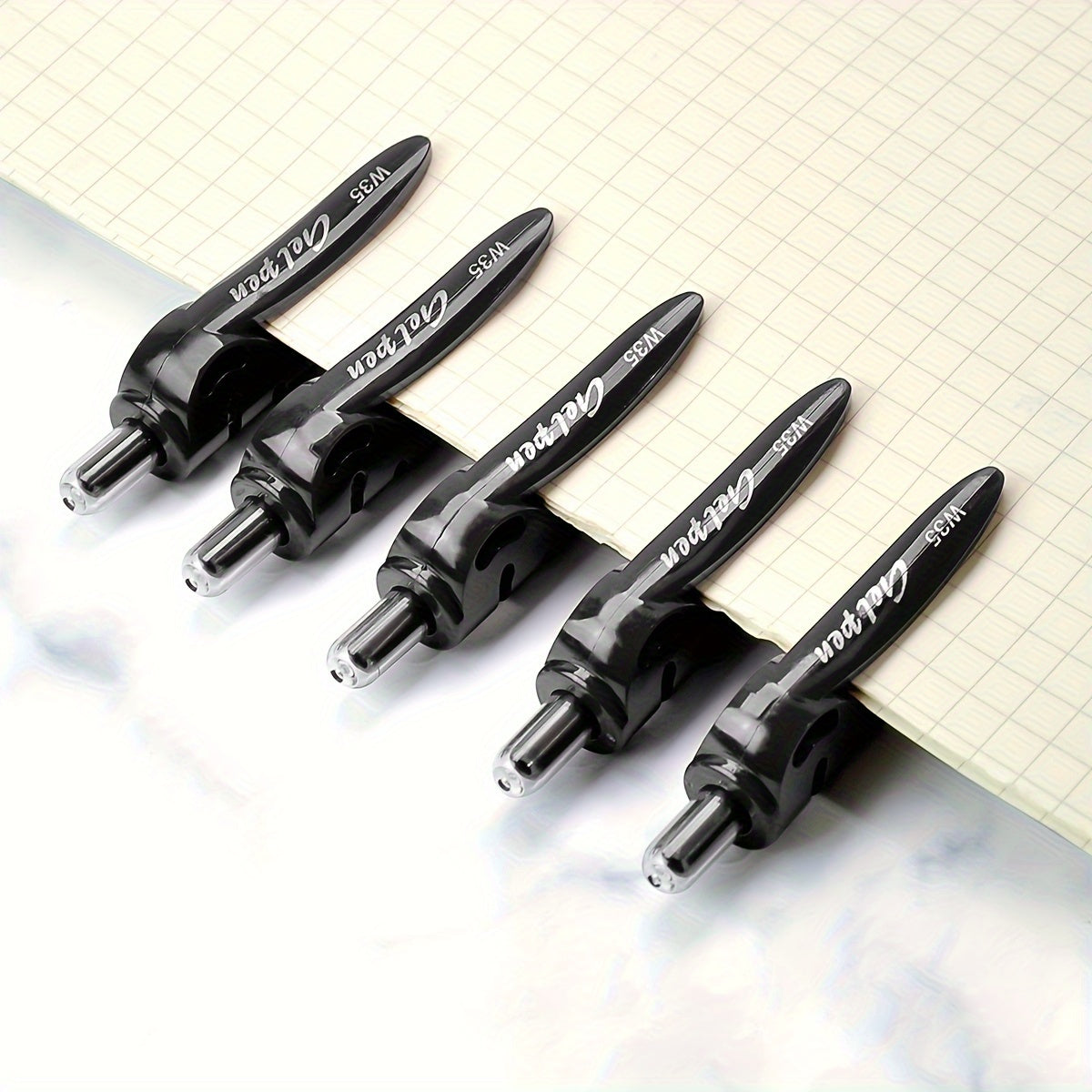 WQN 3/6/12pcs Black Quick Press Gel Pen 0.5mm Rollerball Pen Black Ink Visible Ink Conference Office Pen Simple Back to School Season