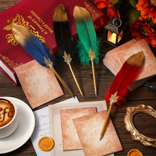 1 Exquisite Feather Pen with Artificial Feathers, 0.7mm Refillable Ballpoint Pen, Vintage Style Writing Instrument for Office Use and Signatures | Creative Decorative Gift Pen for Back-to-School Season, Christmas & Holiday Stationery, Back to School, Styl