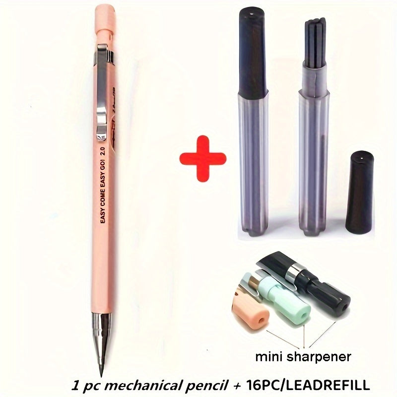 Multifunctional 2B 2.0Mm Mechanical Pencil with Built-In Sharpener, Creative Drawing And Art Supplies, Office And Study Essentials, 1+16pcs Set
