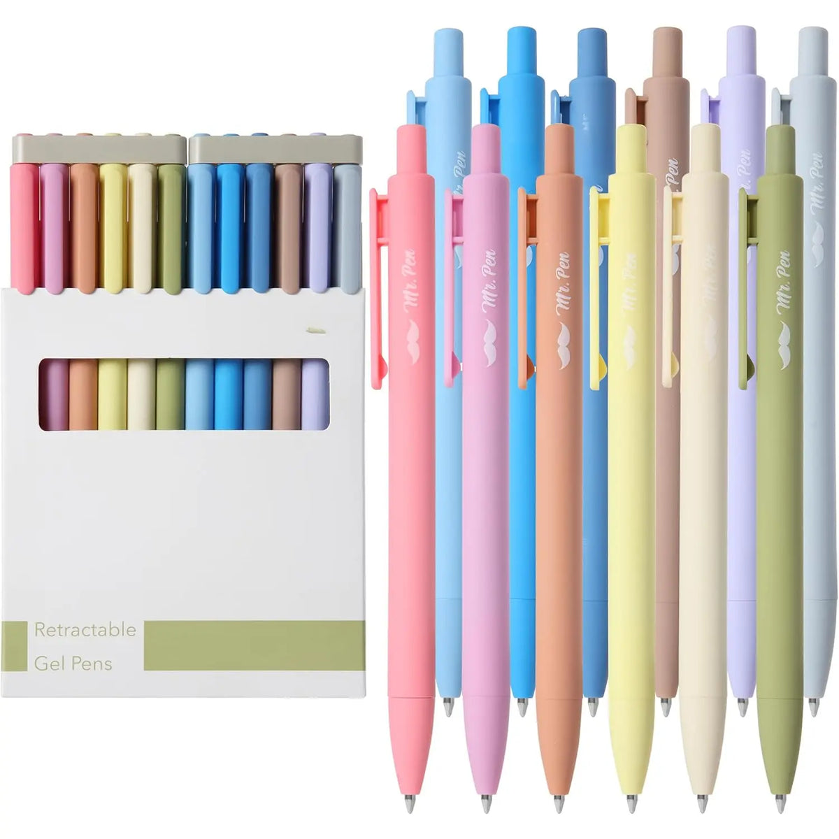Retractable Gel Pens, 12-Pack Pastel Barrel 0.5mm Fine Tip, High-Quality Black Ink, Convenient 1-Click Operation, Aesthetic for Journaling Detailed Notes, Office Stationery with Manufacturer Warranty, Convenient One-Click Operation, 0.5Mm Tip