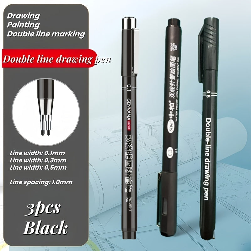 Introducing The New Double-Line Gel Pen in Sizes 0.1Mm, 0.3Mm, And 0.5Mm, an Essential Tool for Architectural Design Exams, Sketching, And Artistic Painting, Drawing Pen For Artist, Drawing Pen For Pencil, Drawing Pen For Art, Art Pen, School Supplies, Sc