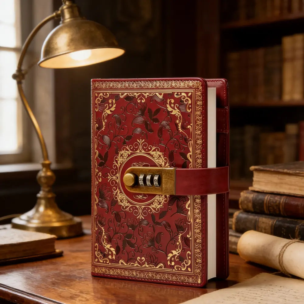 1PC Retro Password Book With Lock, Creative Manual Ledger Student Notebook Diary, Stationery Notebook, PU Leather 224 Page Notebook, Creative Ledger, Business Office Stationery, Ledger Password Book, Student Notebook, Christmas Gift
