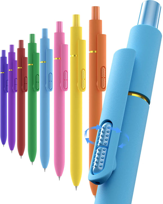 8Pcs Dopamine Colors Gel Pens - 0.5mm Fine Tip CS Twin-Ball Quick Dry Smooth Write, Rubber Grip Cute Aesthetic Fidget Clip Pens, Student Office Stationery Supplies, Back to School Must Haves