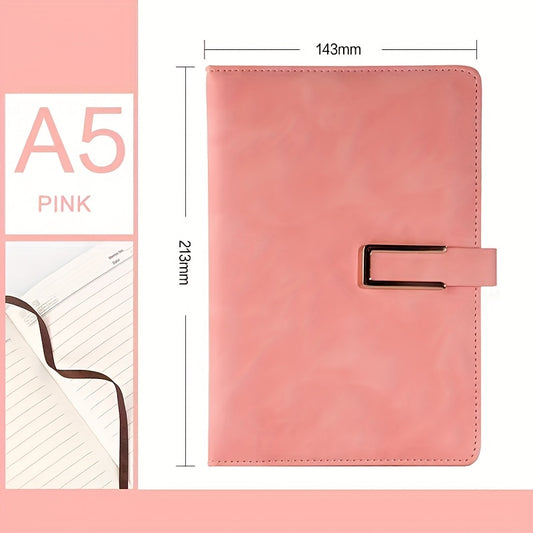 1pc A5 Leather 200 Pages Hardcover Notebook, Lined Notebook Journals With Strong Cober Stitching, 80 GSM Thick Durable Paper For School Work Bussiness, Back To School, Easter Gift, Assorted Color