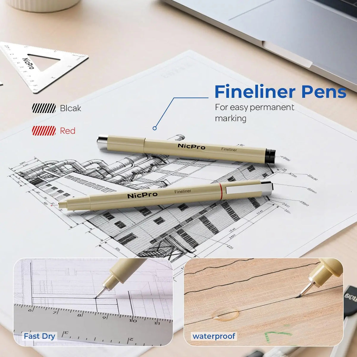 21PCS Professional Drafting Tools & Geometry Set with Case, Architect Compass & Protractor Set, Metal Pencils, Pens, Scale Ruler Metal Ruler, 5 Drawing Templates for Interior House Plan,