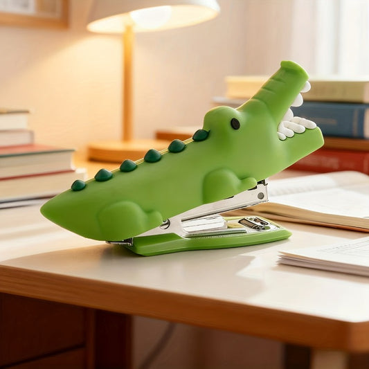 Manual Crocodile-Shaped Stapler - Cute Desk Accessory with Adorable Crocodile Design, Compact Stapling Device Suitable for, Office, Use, for Students &, for or Workspace Decoration