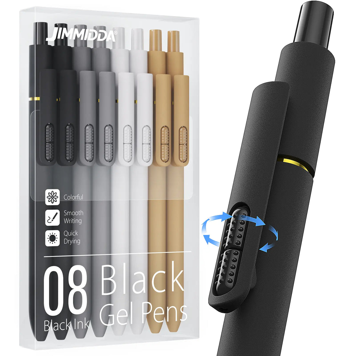 8Pcs Dopamine Colors Gel Pens - 0.5mm Fine Tip CS Twin-Ball Quick Dry Smooth Write, Rubber Grip Cute Aesthetic Fidget Clip Pens, Student Office Stationery Supplies, Back to School Must Haves