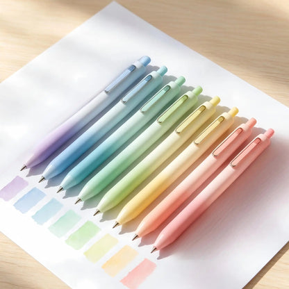 8Pcs Retractable Gel Pens, 0.5mm Black Quick-Dry Smooth Ink, Gradient Pastel Barrel, Silent-Click Mechanism, Gift-Ready for Teen Girls, Journaling & Office Stationery school pack practice essential accessory retractable pen holiday writing tool lover love