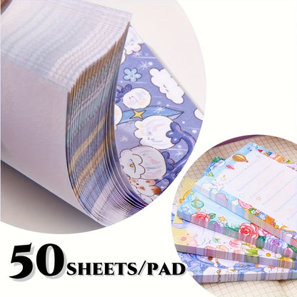 Dreamy Garden Oil Painting Notepad for Students, 50 High-Quality Floral Memo Sheets for Notes And Reminders
