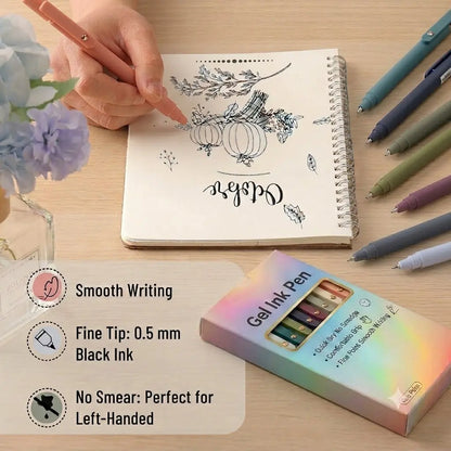 NOLUCK 8-Count 0.5 mm Medium Point Retractable Gel Pens, Black Ink, Click Action, Clip-On, Aesthetic Gradient Colors Design, Back to School Office Stationery, Christmas Gift for Bible Study Art Parties