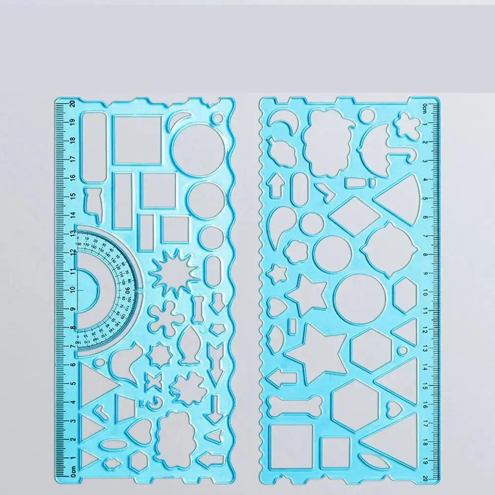 Multi Shaped Plastic Ruler Painting Drawing Template Oval Geometric Template Curve Pattern Ruler Stationery Office Supplies