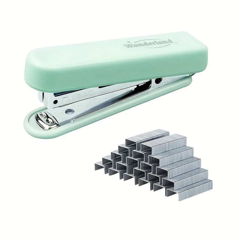 Morandi Color Durable ABS Mini Stapler - Desktop Stapler with 1000 Staples, Effortless Stapling, Compatible with No. 10 Staples, Portable Design