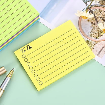 1/9 Book to Do Lined Sticky Notes Self-Stick Note Pads with Line Adhesive Memo Sticky Notes Notepad