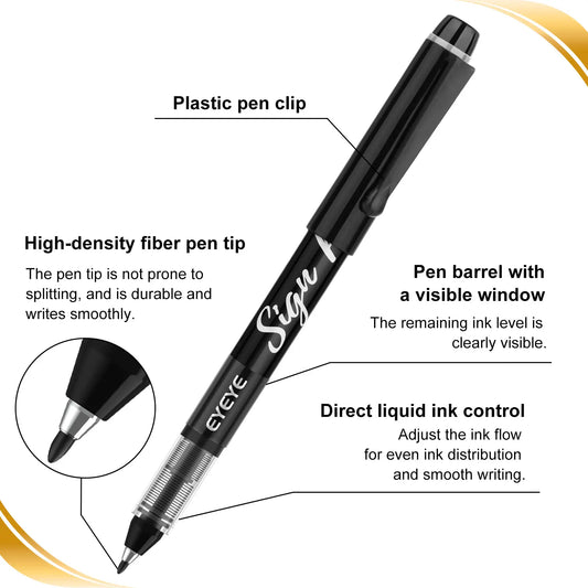 EYEYE 8-Pack Colored Sign Pens (1.0mm Fiber Nib、0.6mm Line) - Liquid Ink, Quick Dry, Smooth Writing Pens for Journaling, Planning, Office & Daily Use, Perfect for College Students，Teacher Gifts