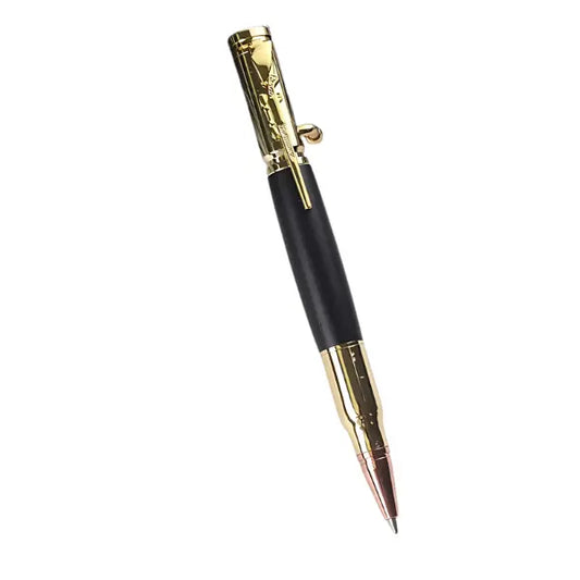 HittCraft Gunmetal/Wood Replaceable Gel Ink Pen - Tactical Bolt-Action, Comfortable Design, Retractable, 6-Color Boxed Assortment Pens & Refills, Gift Box Included, Hunting & Office Gift
