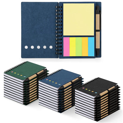 30-Pack Kraft Paper Mini Spiral Notebooks (the notebook), 60-Page 13x10 cm Pocket Notepads with Sticky Notes, Sticky Tabs, 5-Color Tabs & Free Pen, School Supplies Haul for Cute School Supplies,sohochic