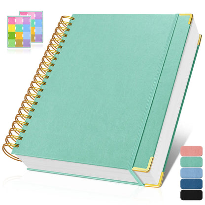 OMEYA Premium Leather Hardcover Notes Notebook, A4/A5 Stationery Supplies with Index Tabs, 300 Numbered 100GSM No-Bleed Thick Lined Pages, Twin-Wire Lay Flat Journal with Content Pages for Work, Study, College School Supplies, Back To School Haul, Cute Sc