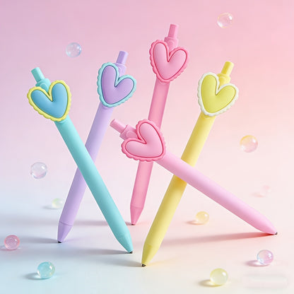 [Gel Pen Heart-Shaped Pens] 5/10pcs Gel Pen Heart-Shaped Pens, Black Ink 0.5Mm, Suitable for Weddings, Parties, Office Stationery, Coworker Teacher Birthday Gifts, Random Styles