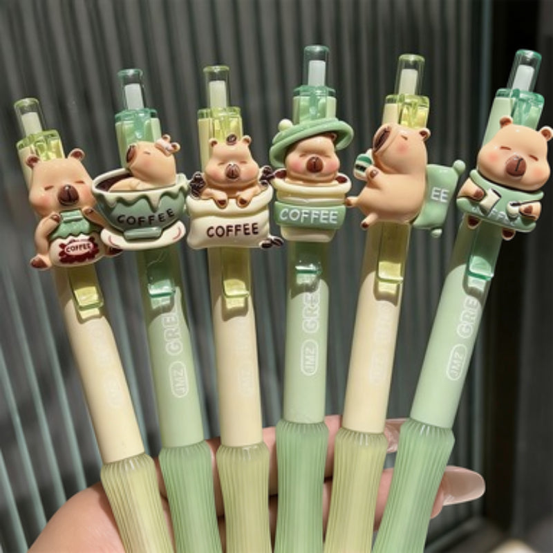 Randomly 1pc Capybara Cartoon High-Quality Click Pen 0.5Mm Fast-Drying Brush Pen, Cute Black Gel, Neutral Ink, Suitable for Everyday Use, Soft And Comfortable for Daily Writing And Sketching