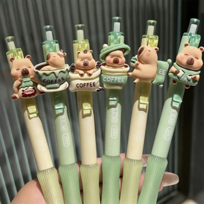 Randomly 1pc Capybara Cartoon High-Quality Click Pen 0.5Mm Fast-Drying Brush Pen, Cute Black Gel, Neutral Ink, Suitable for Everyday Use, Soft And Comfortable for Daily Writing And Sketching